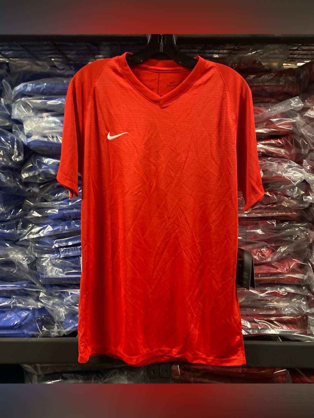 Nike Tiempo Premier Soccer Jersey NWT Men’s Large Red White Dri-Fit (894293-657)